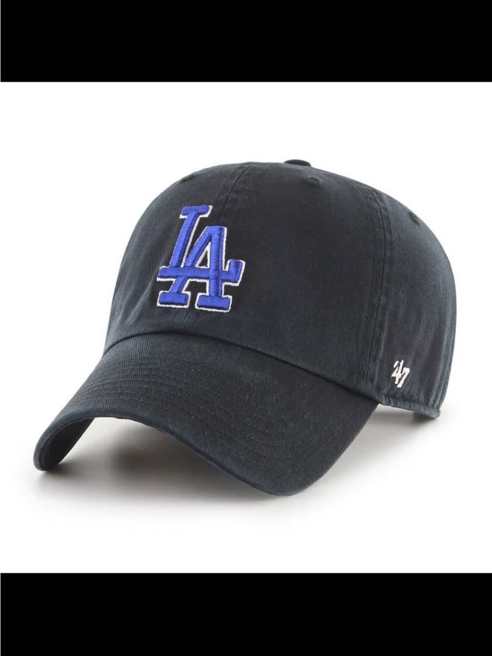 47 Black Cap with Blue LA Logo